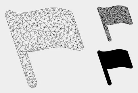 Flag Vector Mesh Wire Frame Model and Triangle Mosaic Icon Stock Illustration