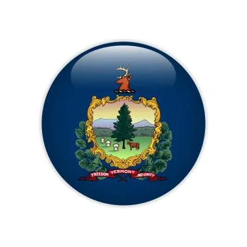 Flag Vermont button Illustrazione stock