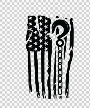 Flag With Vertical Hanging Chain stars stripes hook Stock Illustration