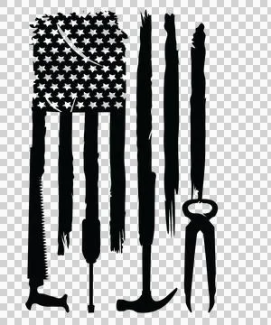 Flag Vertical Pattern With Tools Including Saw screwdriver Stock Illustration