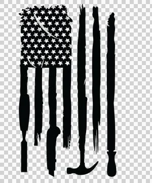 Flag Vertical Pattern With Tools Including Hammer utility Illustration