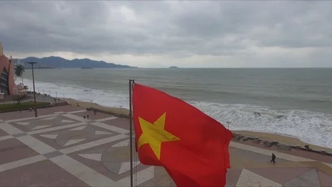 The flag of Vietnam is developing on the central square Stock Footage 88949808