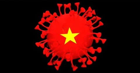 Flag of Vietnam on Seamless looping 3D animation of the covid-19 Corona Virus Video stock 167739184