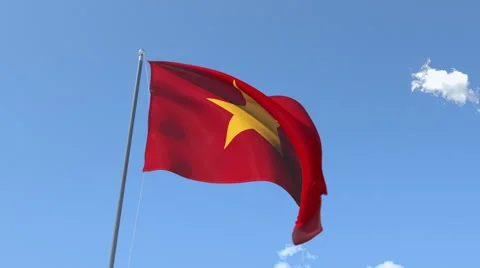 The flag of Vietnam Waving on the Wind. Stock Footage 50554844