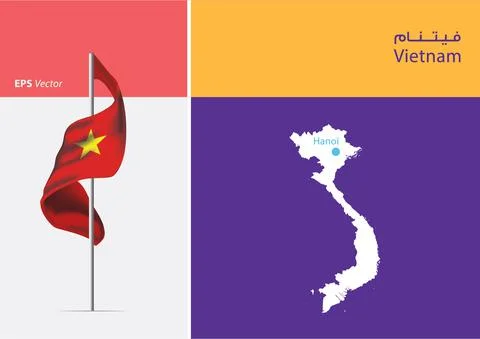 Flag of Vietnam on white background with Map Stock Illustration