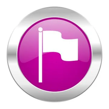 Flag violet circle chrome web icon isolated. Stock Illustration