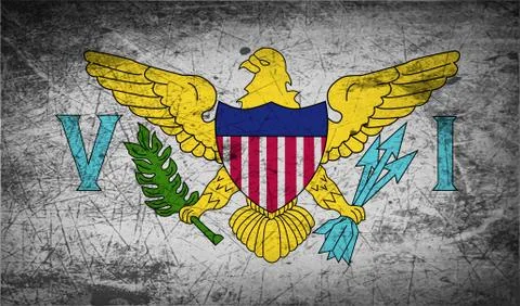 Flag of Virgin Islands US with old texture. Vector Stock Illustration