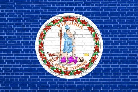 Flag of Virginia on brick wall texture background Stock Illustration