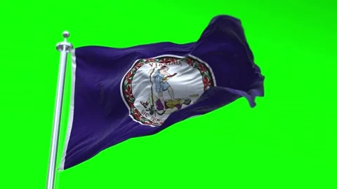 Flag of Virginia US State waving flag animation on a green screen Stock Footage 296869521
