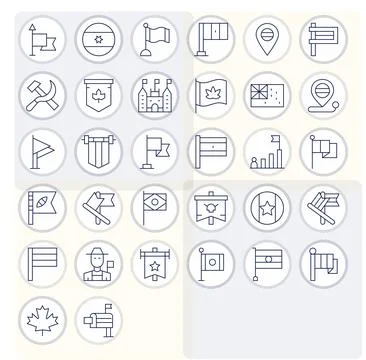Flag Visual Pack containing 32 Thin Line Display Perfect Vector Icons Illustration