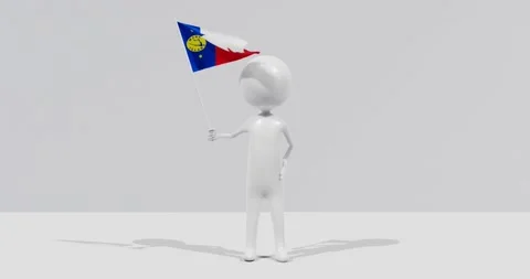 Flag of Wake Island. 3D Character holding and waving flag 4K UHD 60FPS Stock Footage 228562499