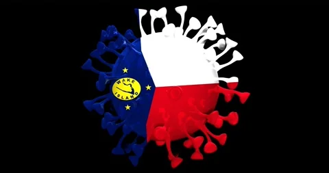 Flag of Wake Island on Seamless looping 3D animation of the Corona Virus Stock Footage 167738759