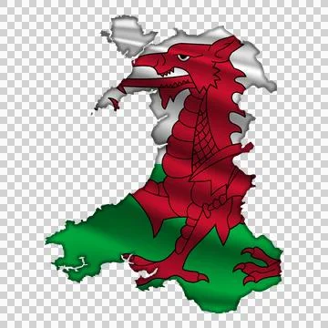 Flag Wales in the form of a map Stock-Illustration