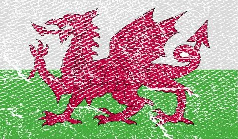 Flag of Wales with old texture. Stock Photos