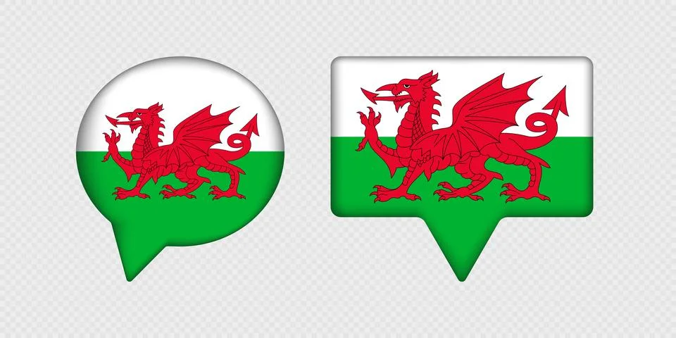 Flag of Wales in speech bubble. Illustrazione stock