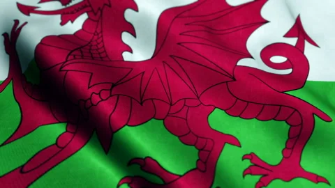 Flag of Wales waving in the wind. Seamless looping. 3d generated. Video stock 235405768