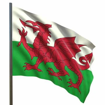 Flag of wales on a white background 3d-rendering 库存插图