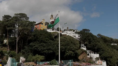 Flag of Wales in the wind Stock Footage 128499097