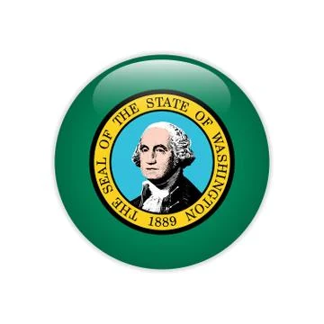 Flag Washington button Stock Illustration