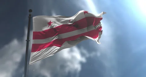 Flag of Washington DC district, United States. Loop. Slow Motion Stock Footage 342321845