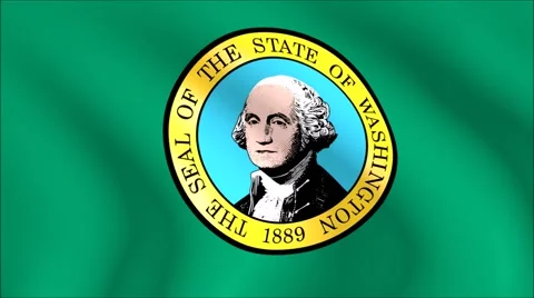 Flag of Washington with gold embossed Stock Footage 65148006