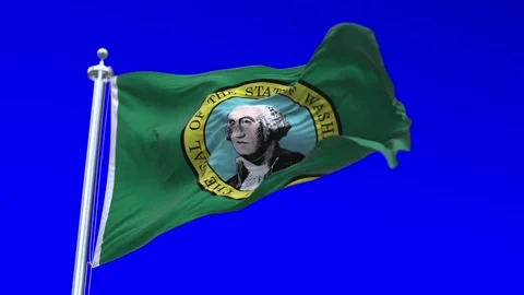 Flag of Washington US State waving flag animation on a green screen Stock Footage 296869516