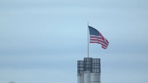 Flag Waving Against the Sky Stock Footage 90497629