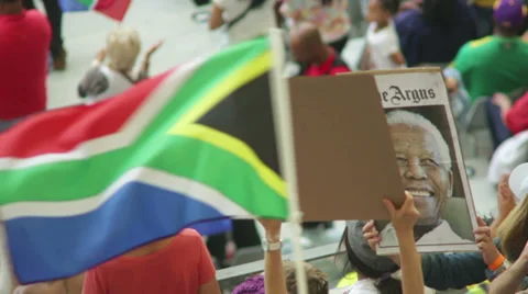 FLAG WAVING CAPE TOWN STADUIM MANDELA MEMORIAL Stock Footage 33630177