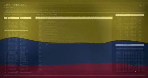 Flag waving causing header fading in terminal selecting rlsmonitor scrolling Stock Footage 317465795