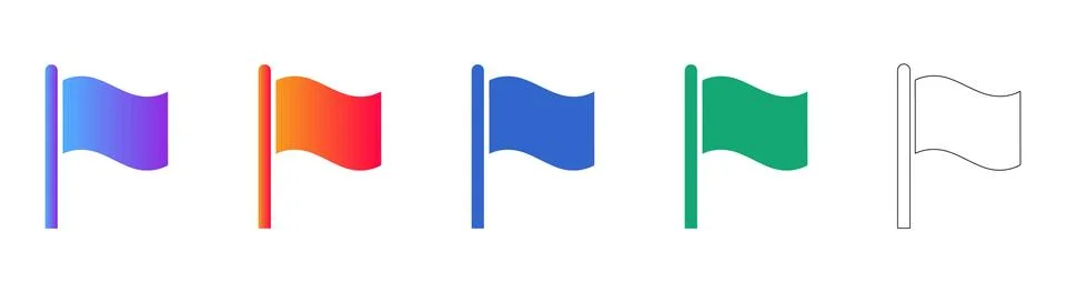 Flag Waving Marker Icon Set Stock Illustration