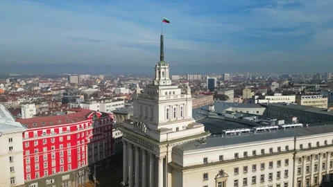Flag waving at the top of the public square The Largo, President's office, Stock Footage 248196992