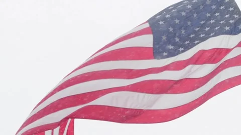 Flag waving wind in the snow Stock Footage 255664760