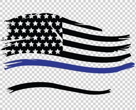 Flag Wavy With Distressed Stripes waving stars brush black Stock Illustration