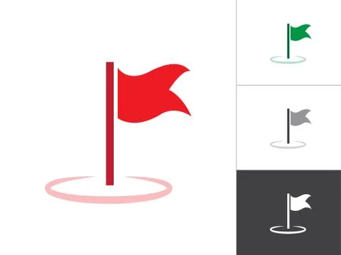 Flag Weaving GPS Map Pointer Isolated Vector Icon. Map Pin Concept Symbol Stock Illustration