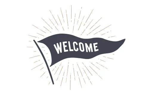 Flag Welcome. Old school flag banner Stock Illustration