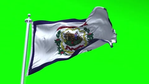 Flag of West Virginia US State waving flag animation on a green screen Stock Footage 296869511