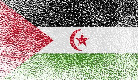 Flag of Western Sahara with old texture. Vector Stock Illustration