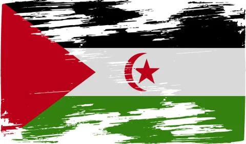 Flag of Western Sahara with old texture. Vector 스톡 일러스트
