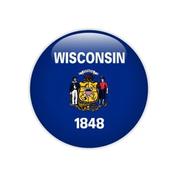 Flag Wisconsin button Illustrazione stock