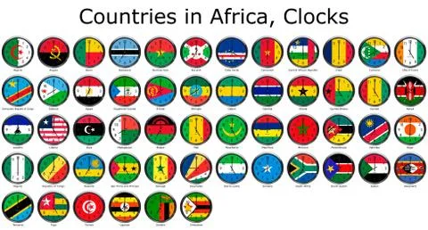 Flag of the world clocks Stock Illustration