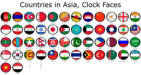 Flag of the world clocks Stock Illustration