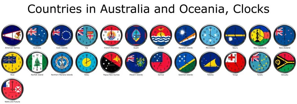 Flag of the world clocks Stock Illustration