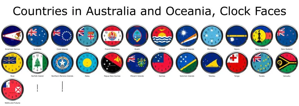 Flag of the world clocks Stock Illustration