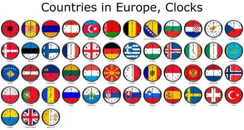 Flag of the world clocks Stock Illustration