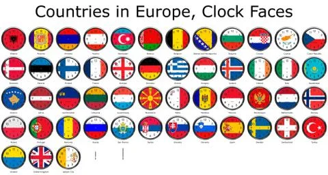 Flag of the world clocks Stock Illustration