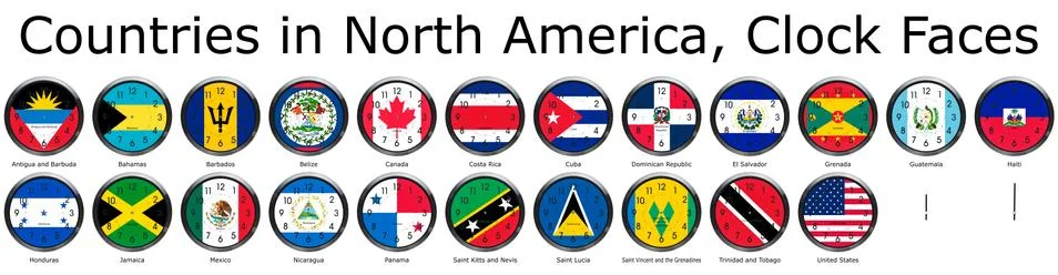 Flag of the world clocks Stock Illustration