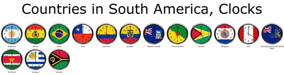 Flag of the world clocks Stock Illustration