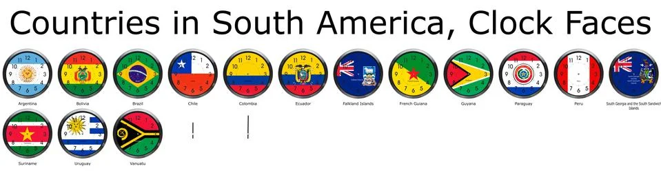 Flag of the world clocks Stock Illustration