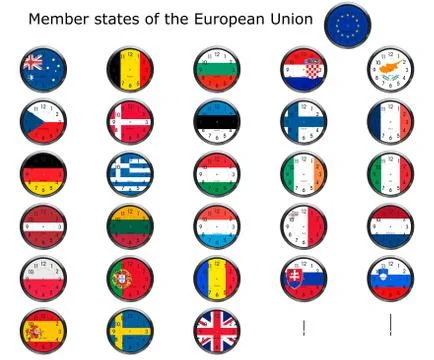 Flag of the world clocks Stock Illustration