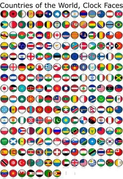 Flag of the world clocks Stock Illustration